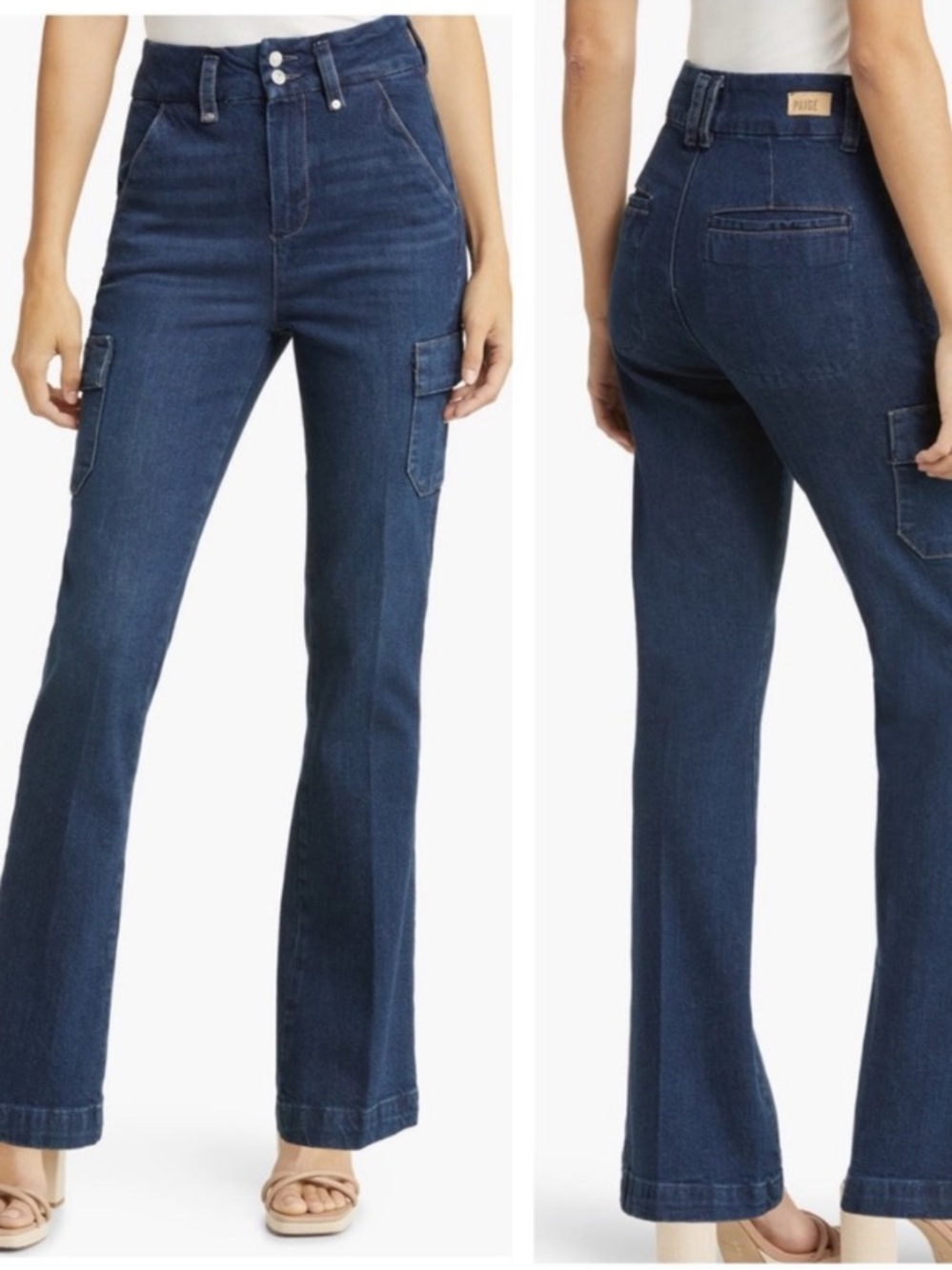 PAIGE DION CARGO POCKET FLARE TROUSERS JEANS SZ 27